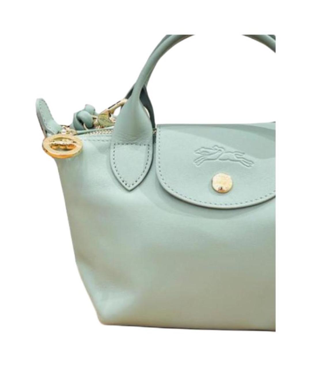 LONGCHAMP Зеленая кожаная сумка с короткими ручками, фото 2