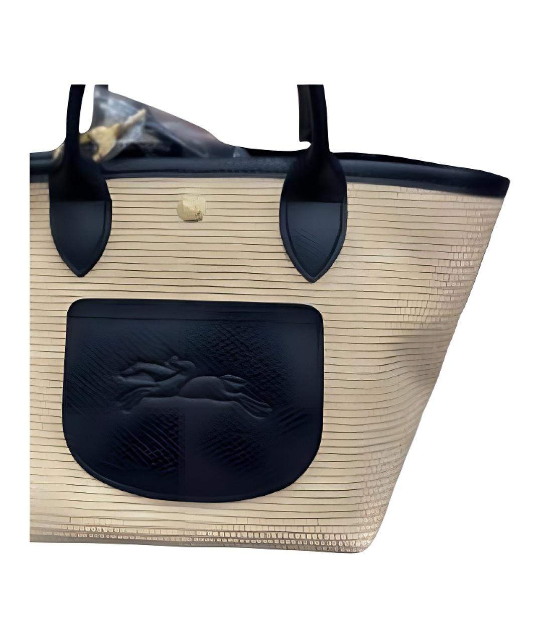 LONGCHAMP Черная хлопковая сумка с короткими ручками, фото 3