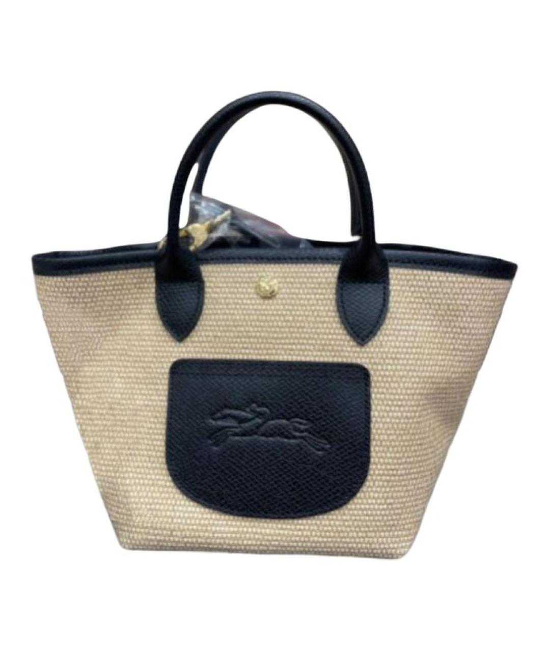 LONGCHAMP Черная хлопковая сумка с короткими ручками, фото 1