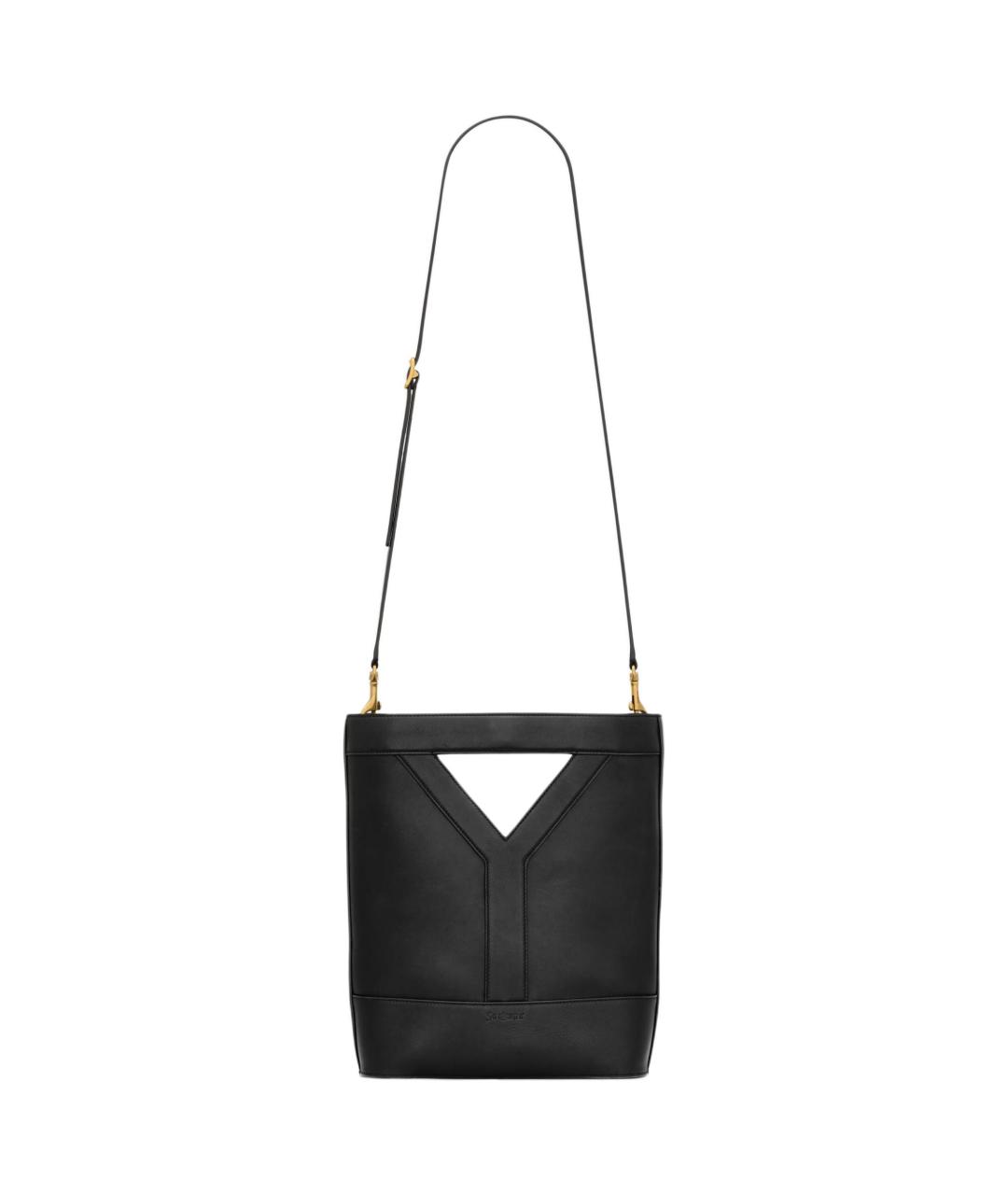 SAINT LAURENT Черная кожаная сумка с короткими ручками, фото 2