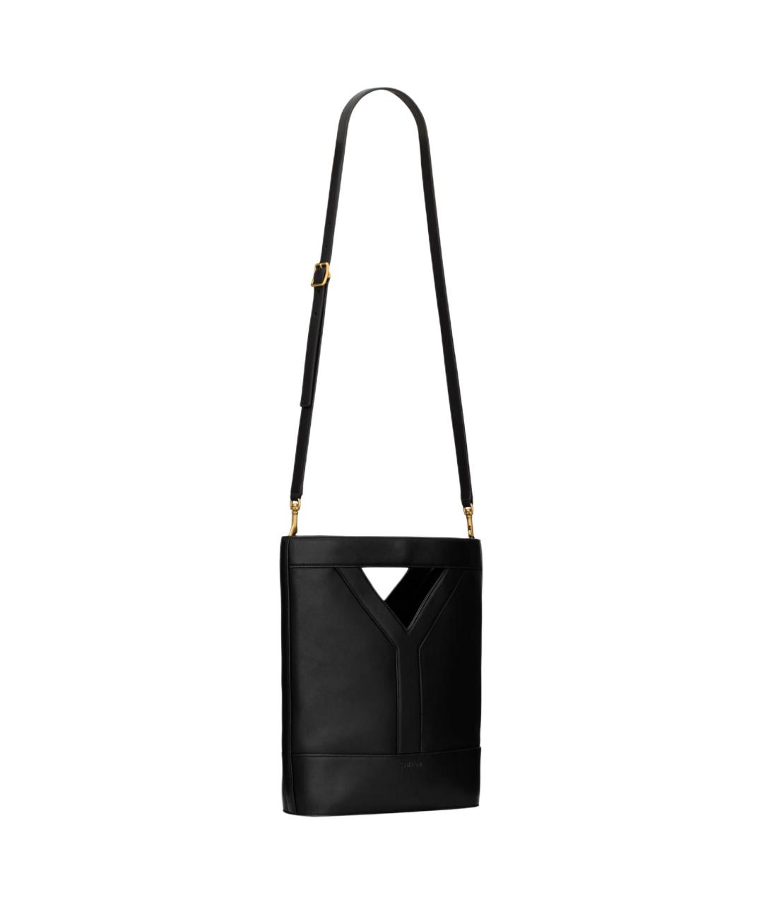 SAINT LAURENT Черная кожаная сумка с короткими ручками, фото 3