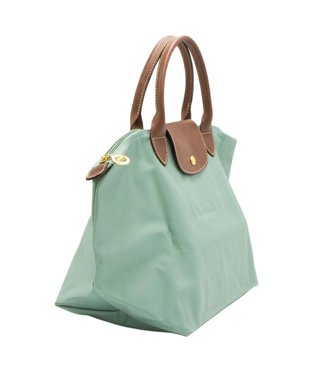 LONGCHAMP Зеленая тканевая сумка с короткими ручками, фото 2