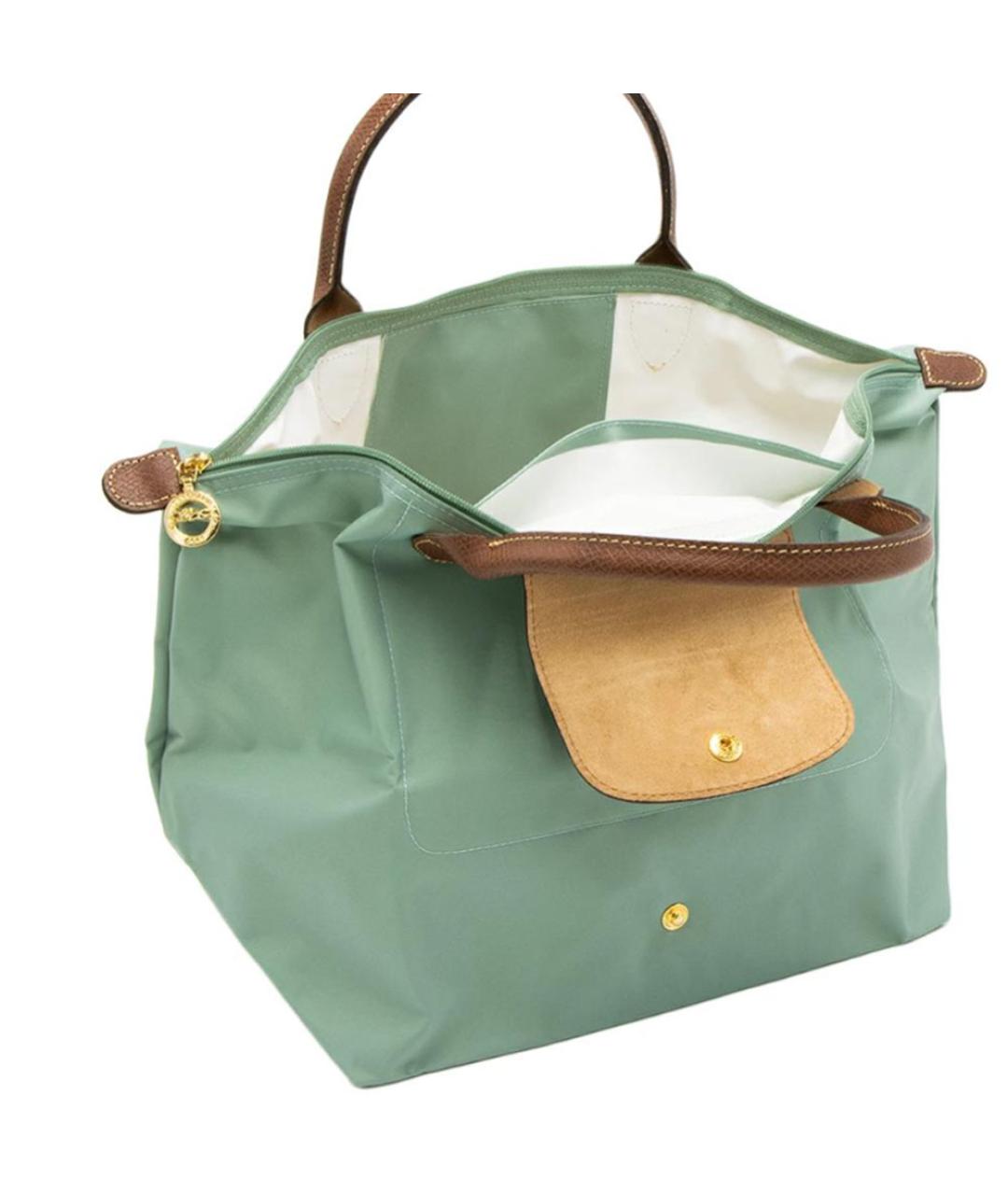 LONGCHAMP Зеленая тканевая сумка с короткими ручками, фото 4