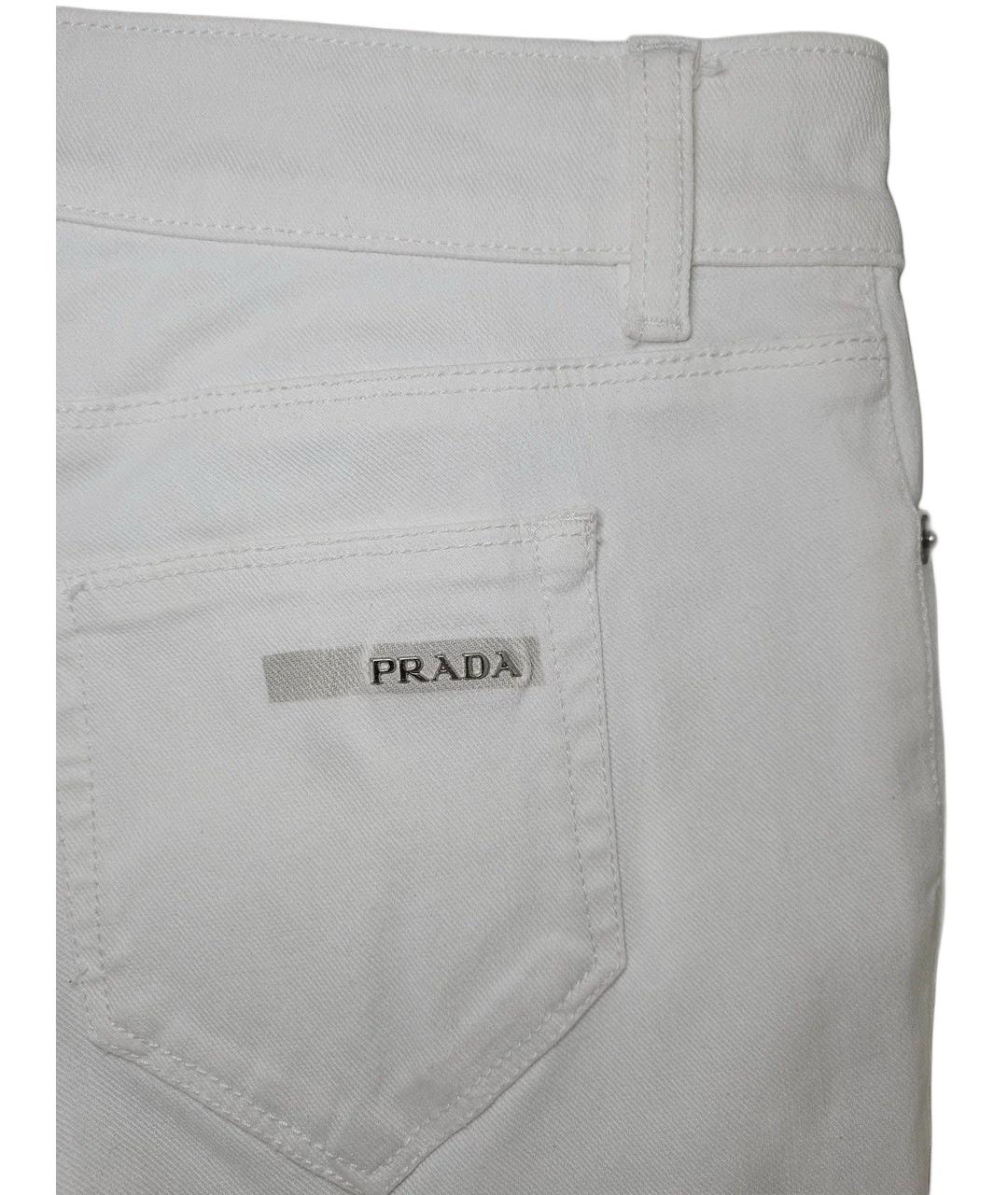 PRADA Белые хлопковые прямые джинсы, фото 5