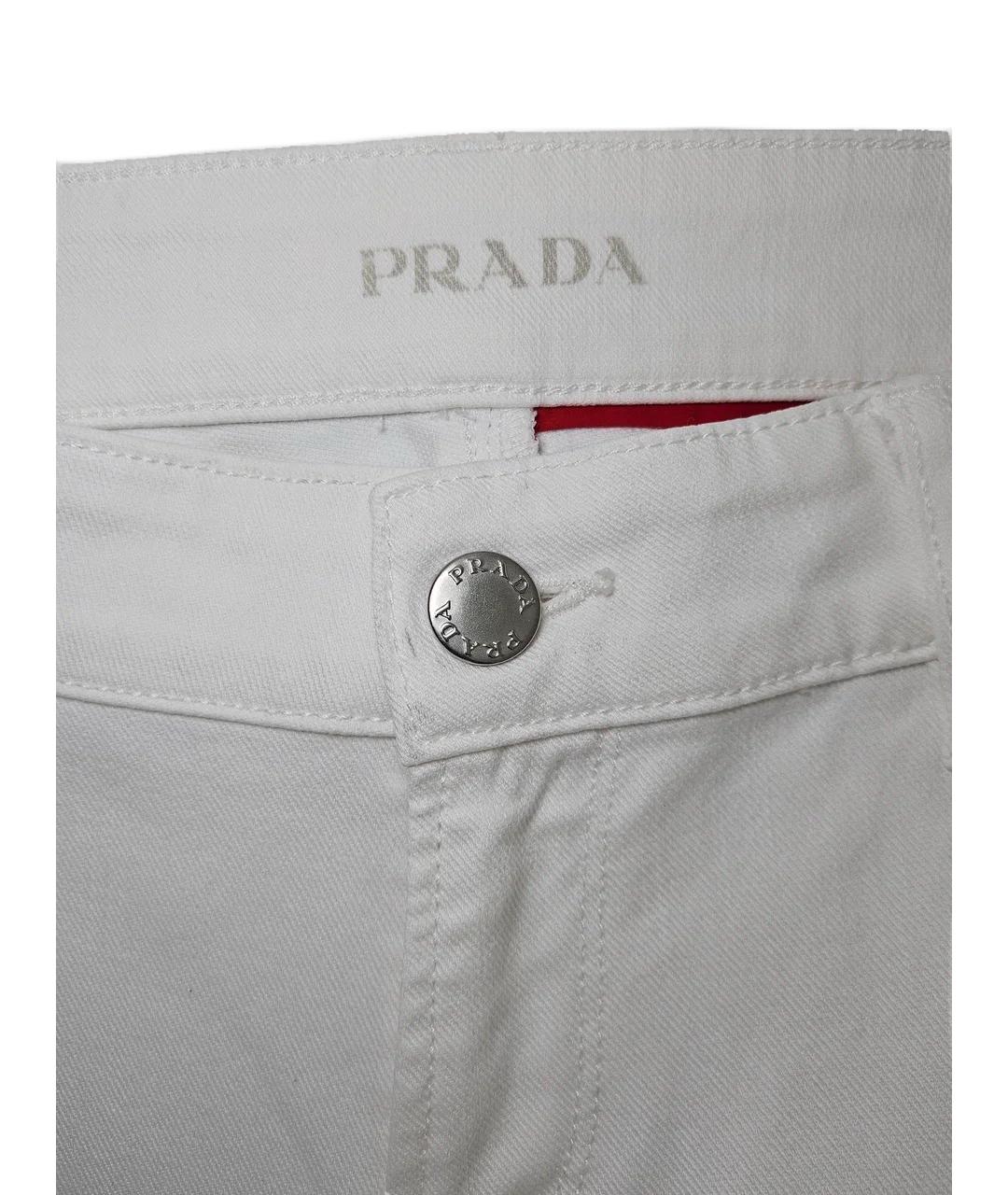 PRADA Белые хлопковые прямые джинсы, фото 3