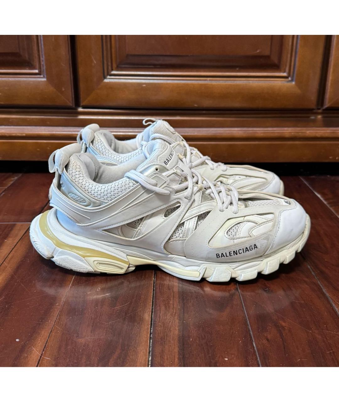 BALENCIAGA Белые кожаные низкие кроссовки / кеды, фото 5