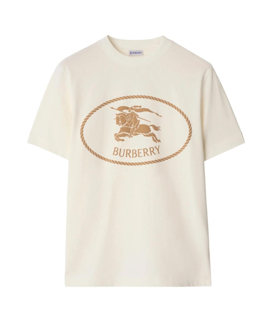 BURBERRY Бежевая хлопковая футболка, фото 1