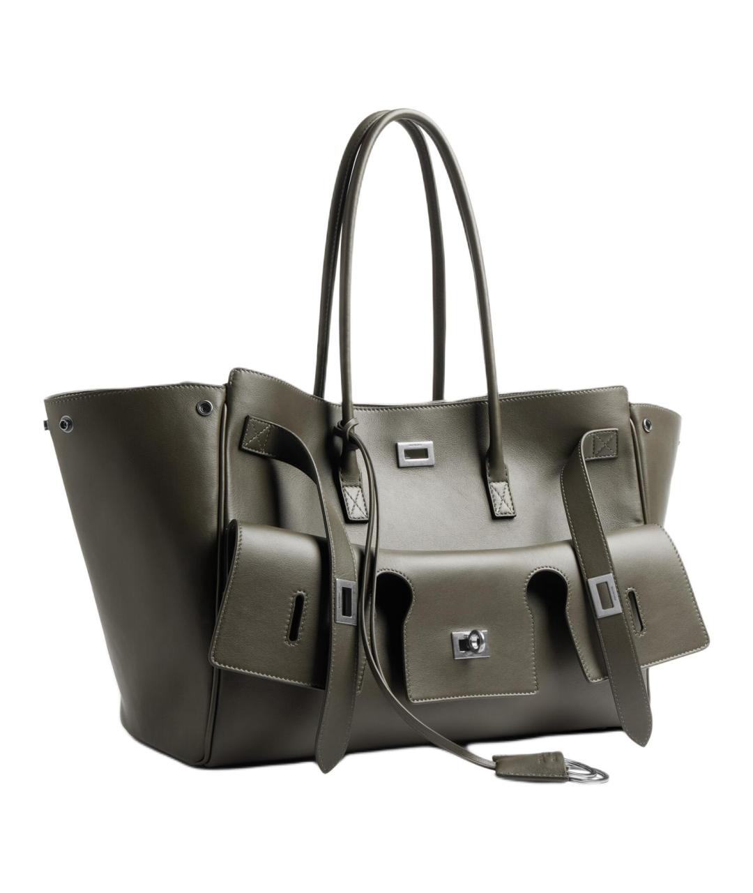 BALENCIAGA Серая кожаная сумка с короткими ручками, фото 2
