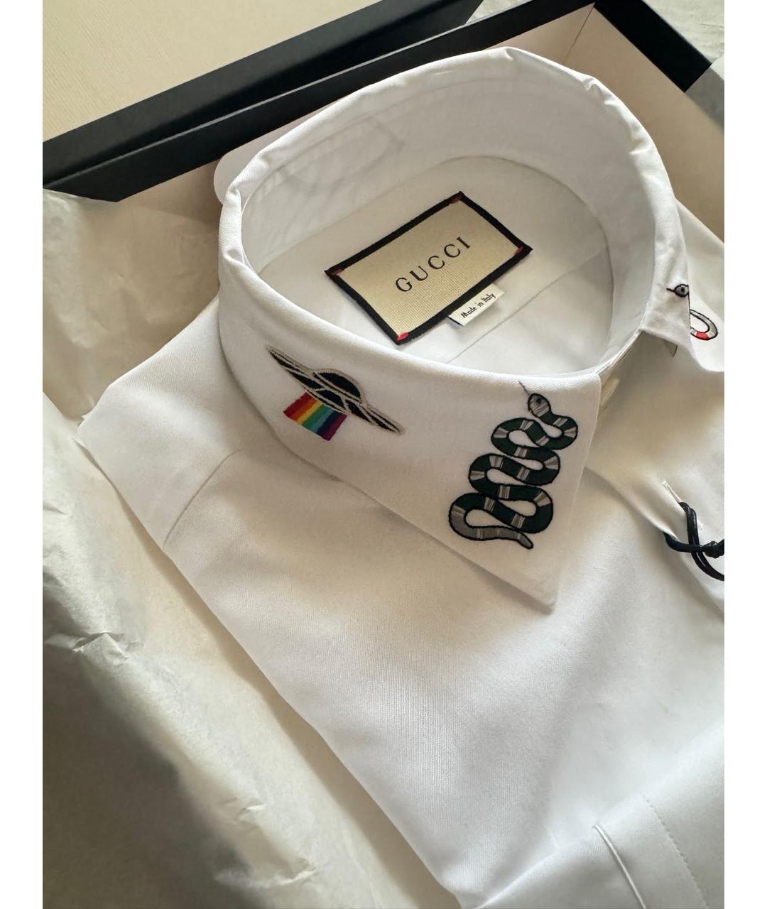 GUCCI Белая хлопко-лиоцелловая классическая рубашка, фото 5