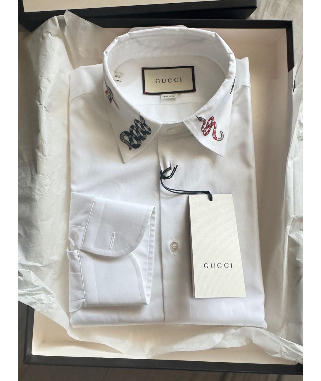 GUCCI Белая хлопко-лиоцелловая классическая рубашка, фото 6