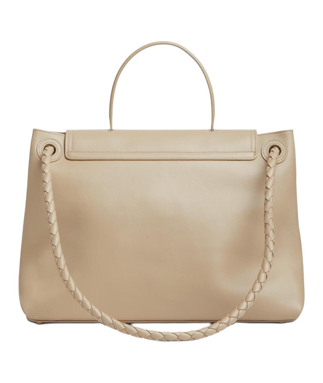 BOTTEGA VENETA Бежевая кожаная сумка с короткими ручками, фото 4