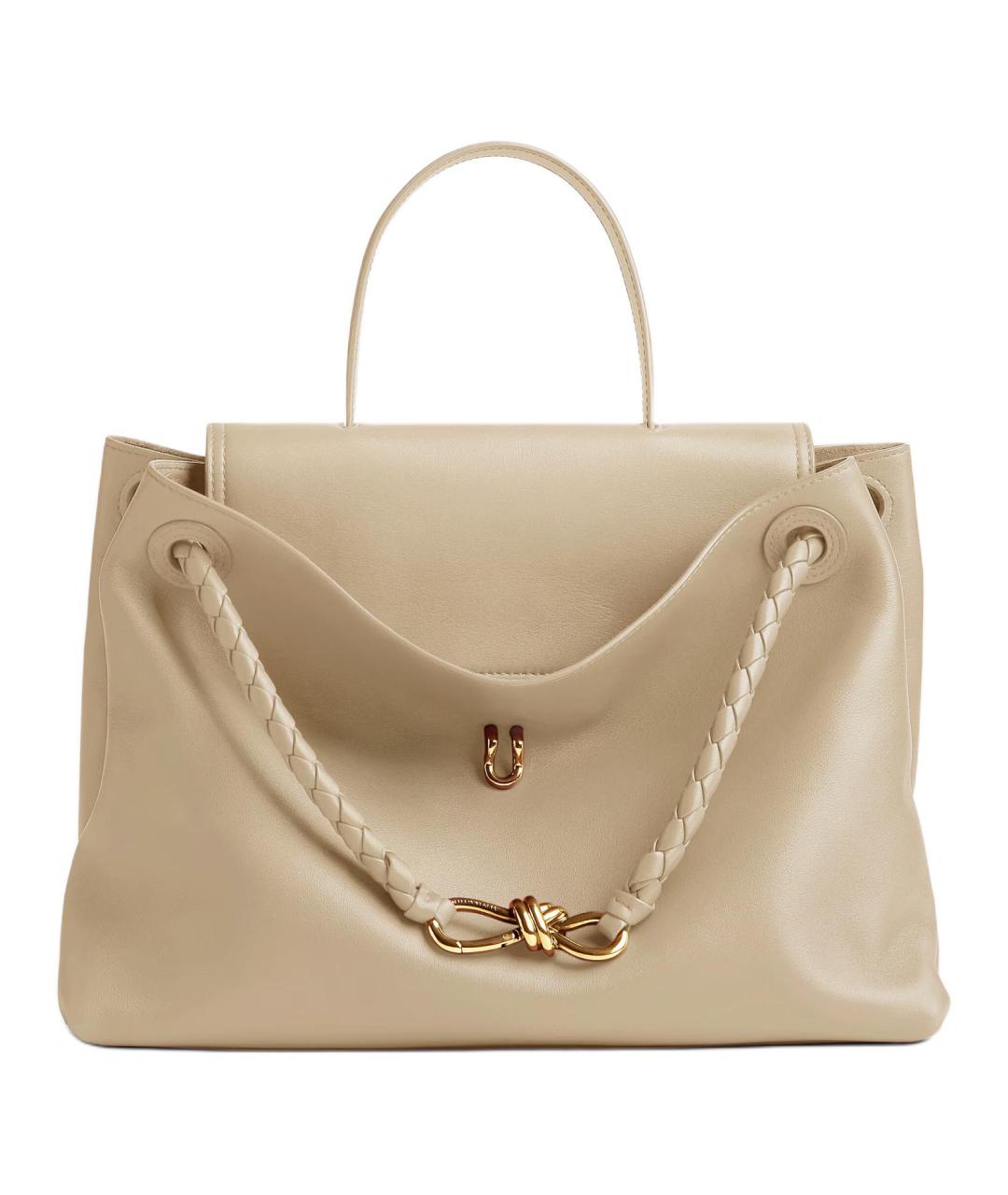 BOTTEGA VENETA Бежевая кожаная сумка с короткими ручками, фото 2