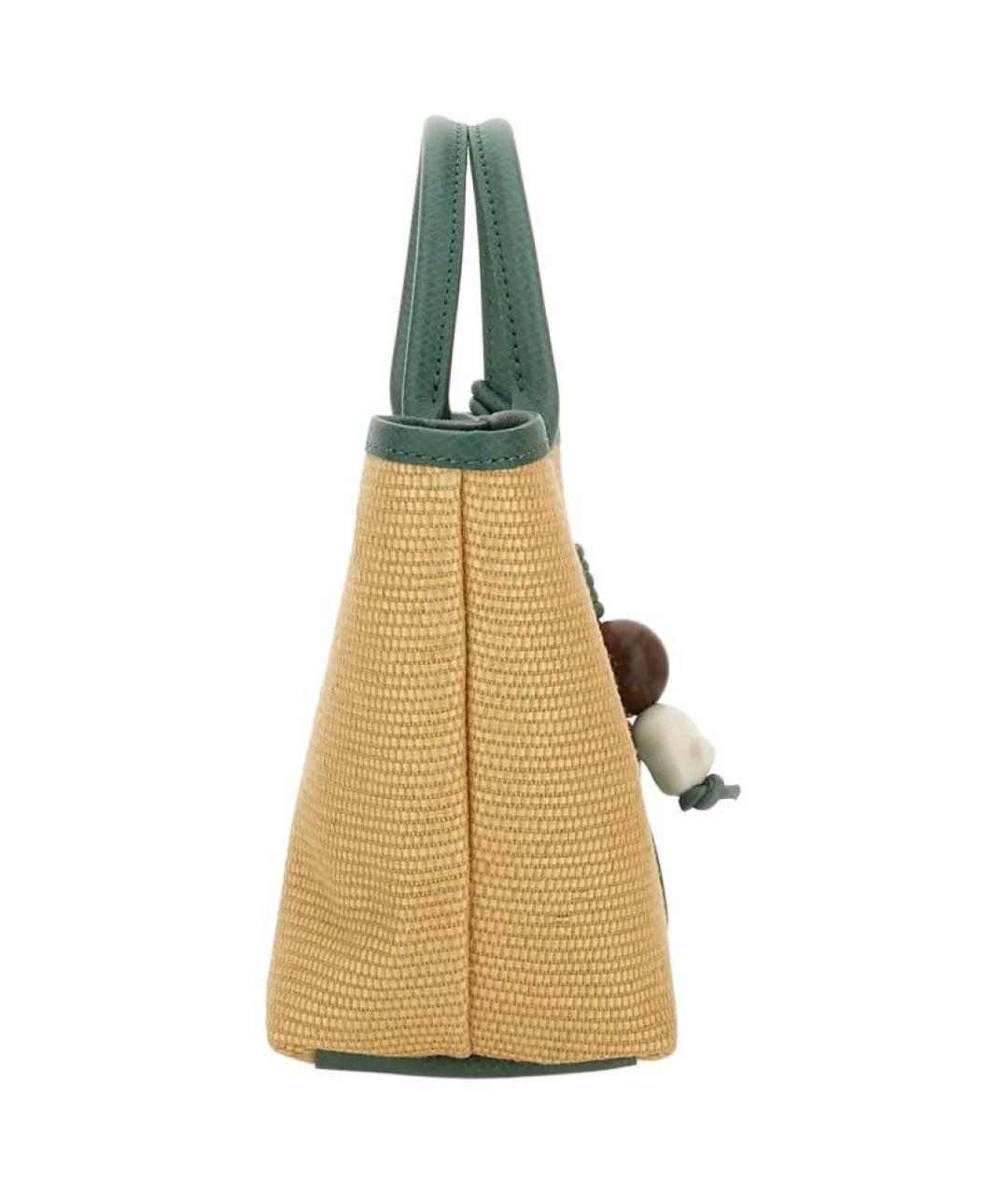 LONGCHAMP Зеленая пелетеная сумка с короткими ручками, фото 4