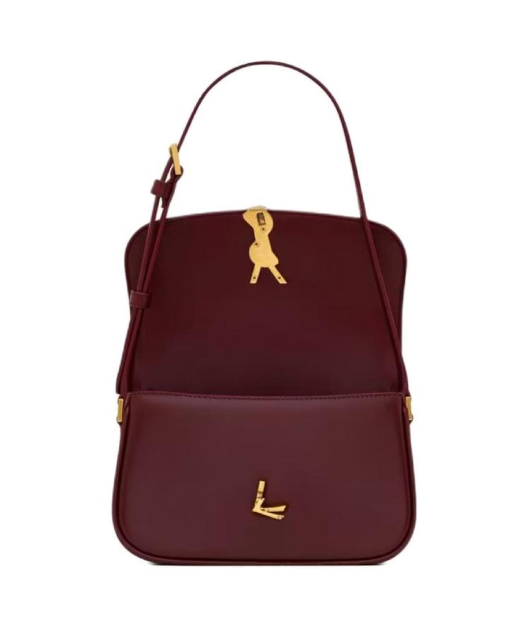 SAINT LAURENT Бордовая кожаная сумка с короткими ручками, фото 6