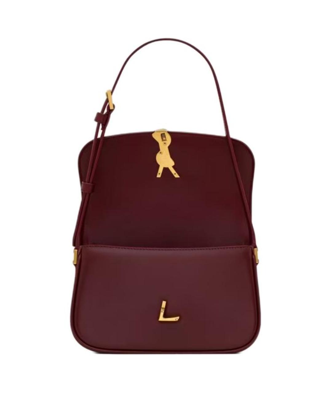 SAINT LAURENT Бордовая кожаная сумка с короткими ручками, фото 5