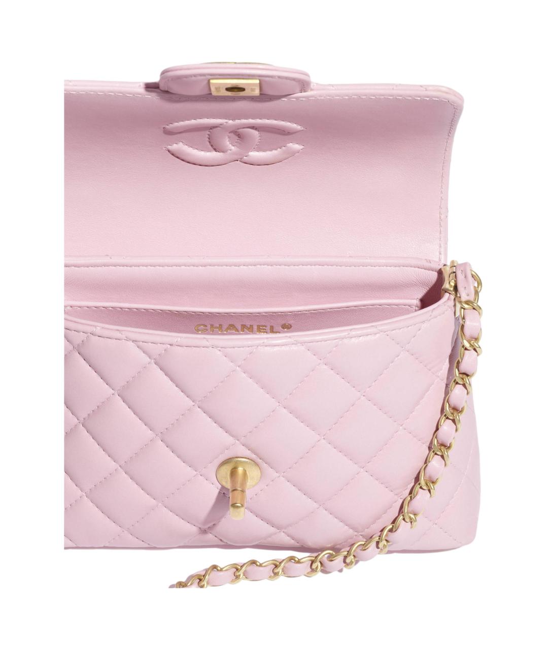 CHANEL Розовая кожаная сумка через плечо, фото 4