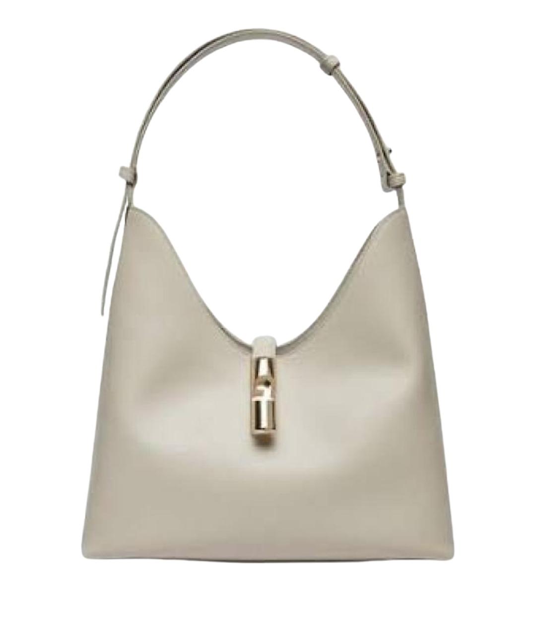 FURLA Бежевая кожаная сумка с короткими ручками, фото 1