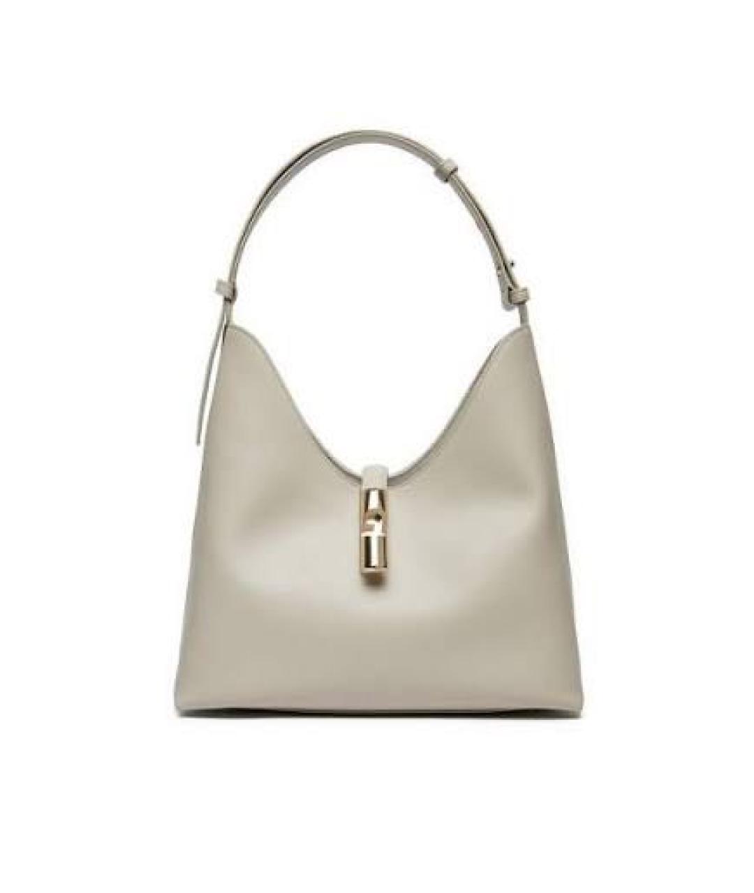 FURLA Бежевая кожаная сумка с короткими ручками, фото 5