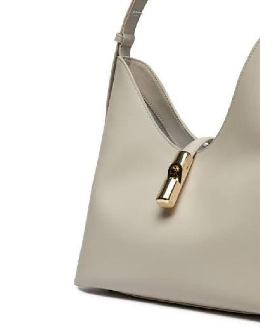 FURLA Бежевая кожаная сумка с короткими ручками, фото 3