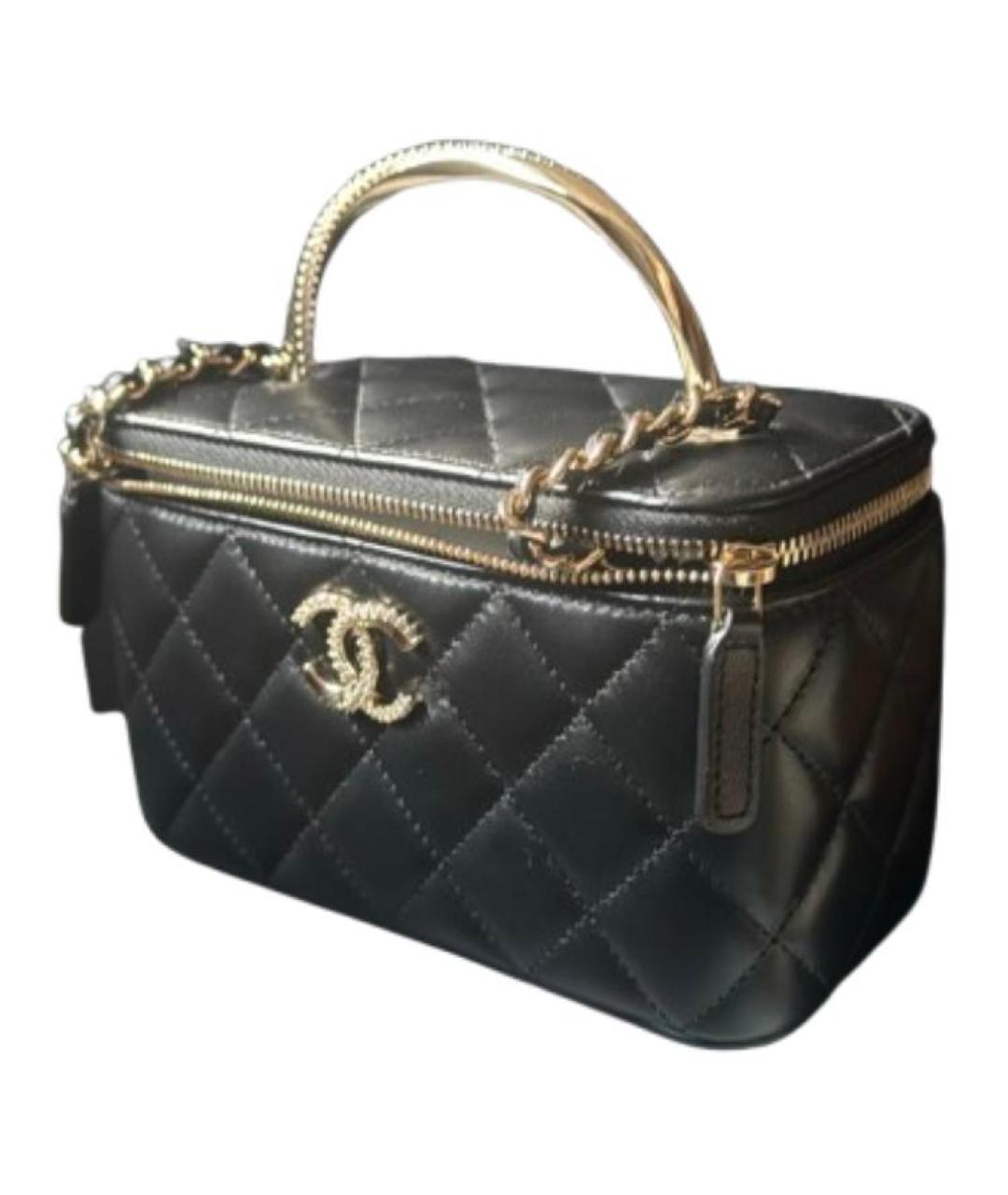 CHANEL Черная кожаная сумка с короткими ручками, фото 2