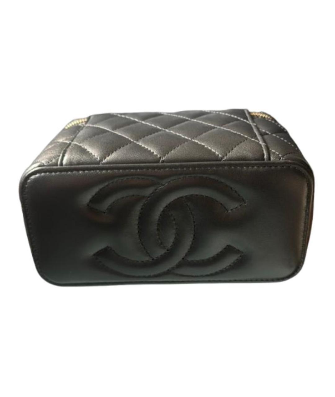 CHANEL Черная кожаная сумка с короткими ручками, фото 4