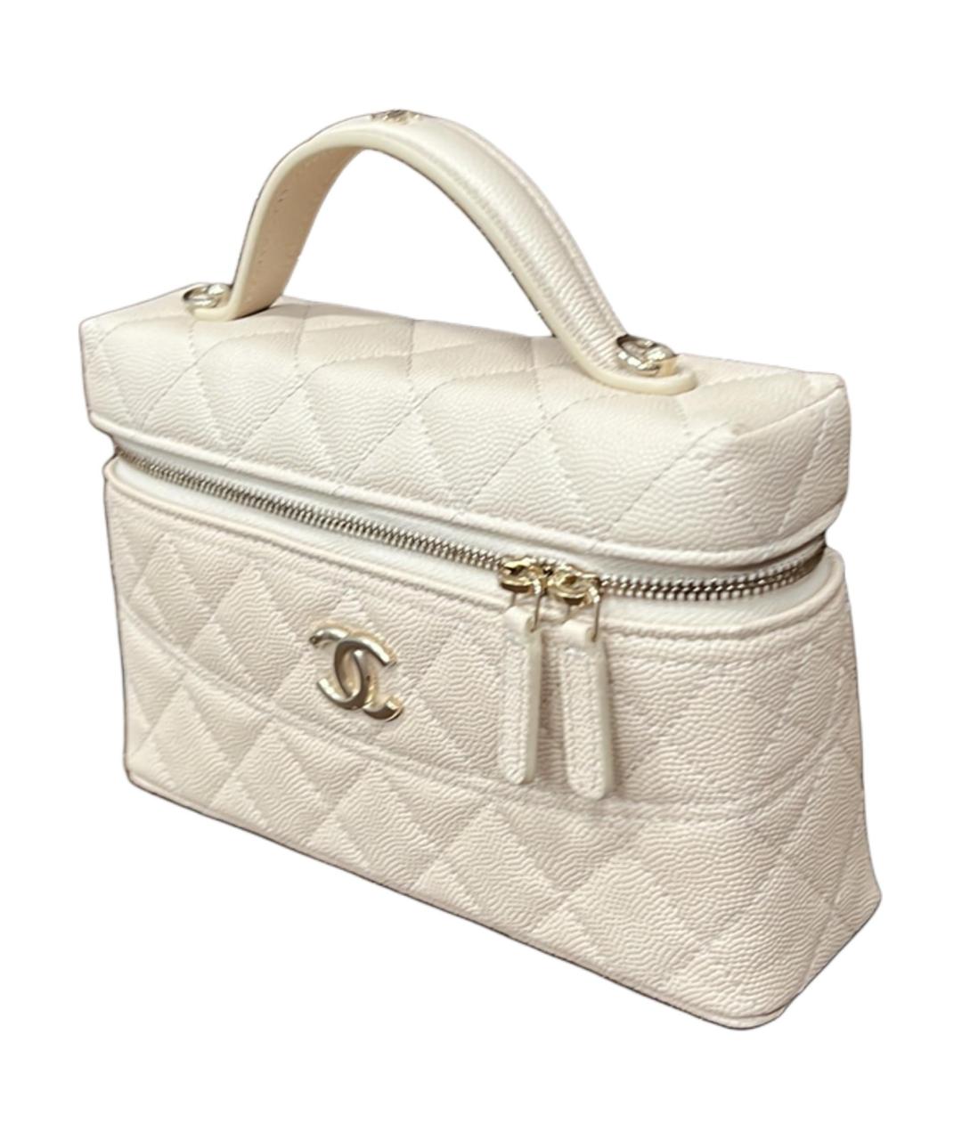 CHANEL Белая кожаная сумка с короткими ручками, фото 2