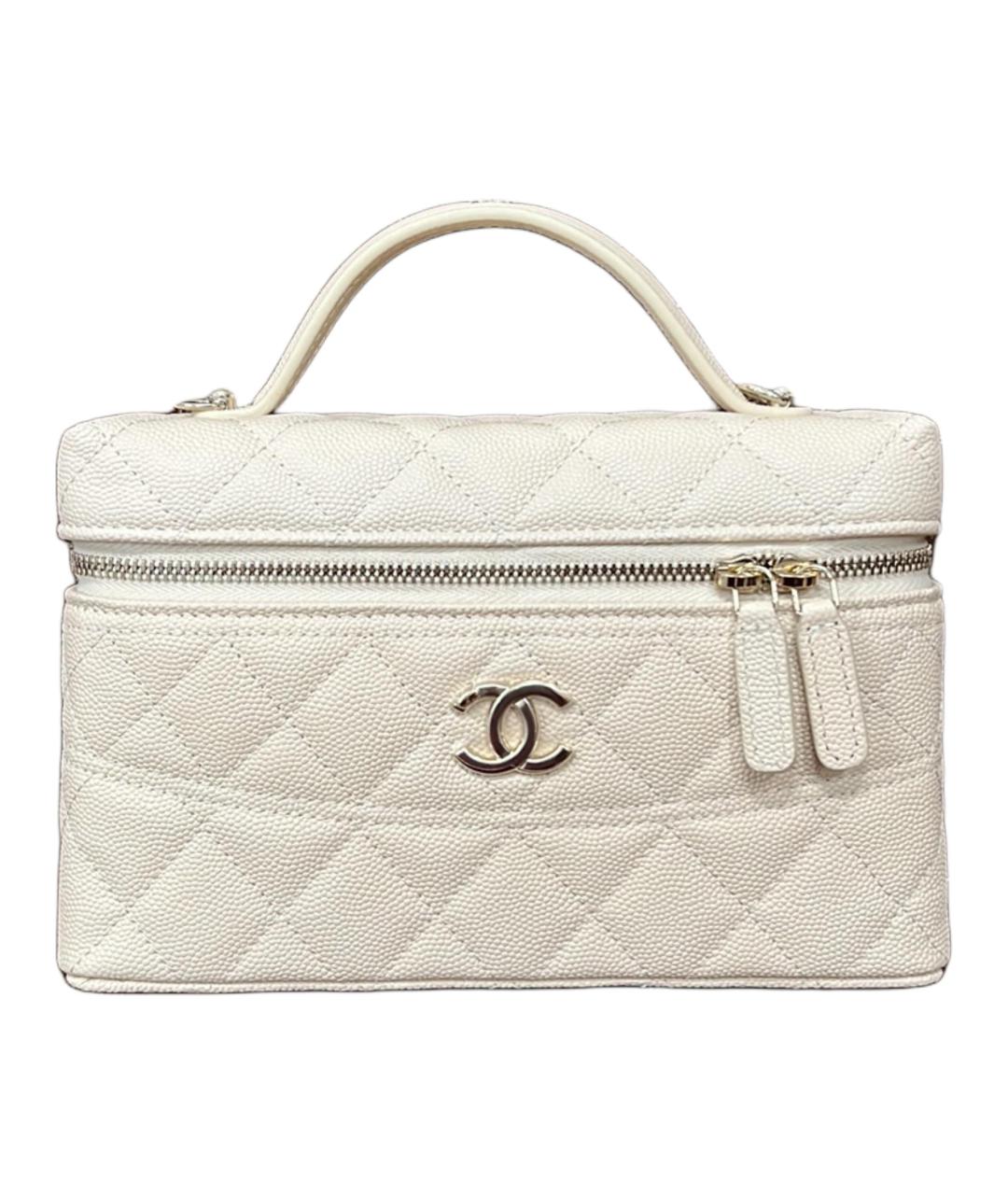 CHANEL Белая кожаная сумка с короткими ручками, фото 1