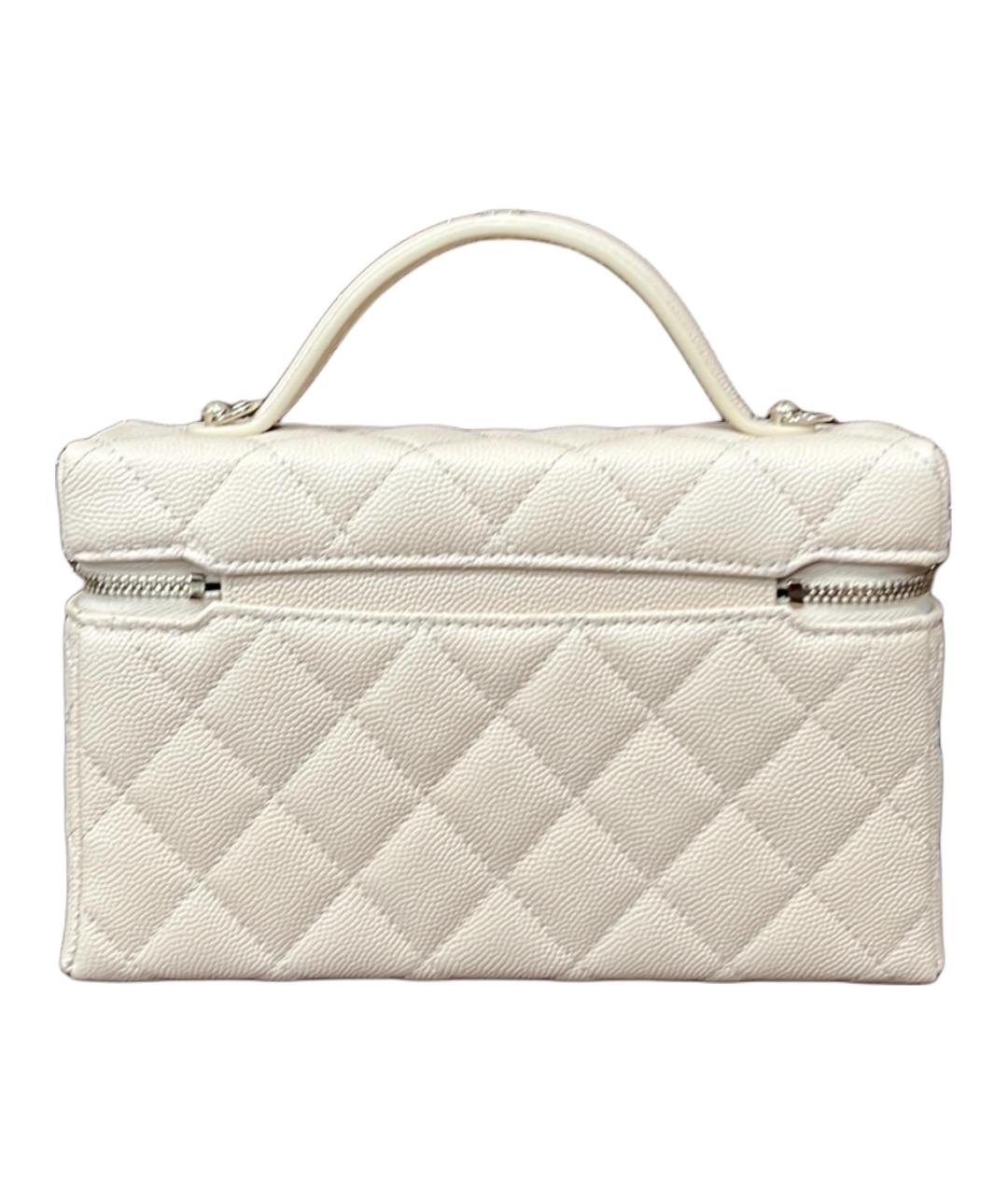 CHANEL Белая кожаная сумка с короткими ручками, фото 3