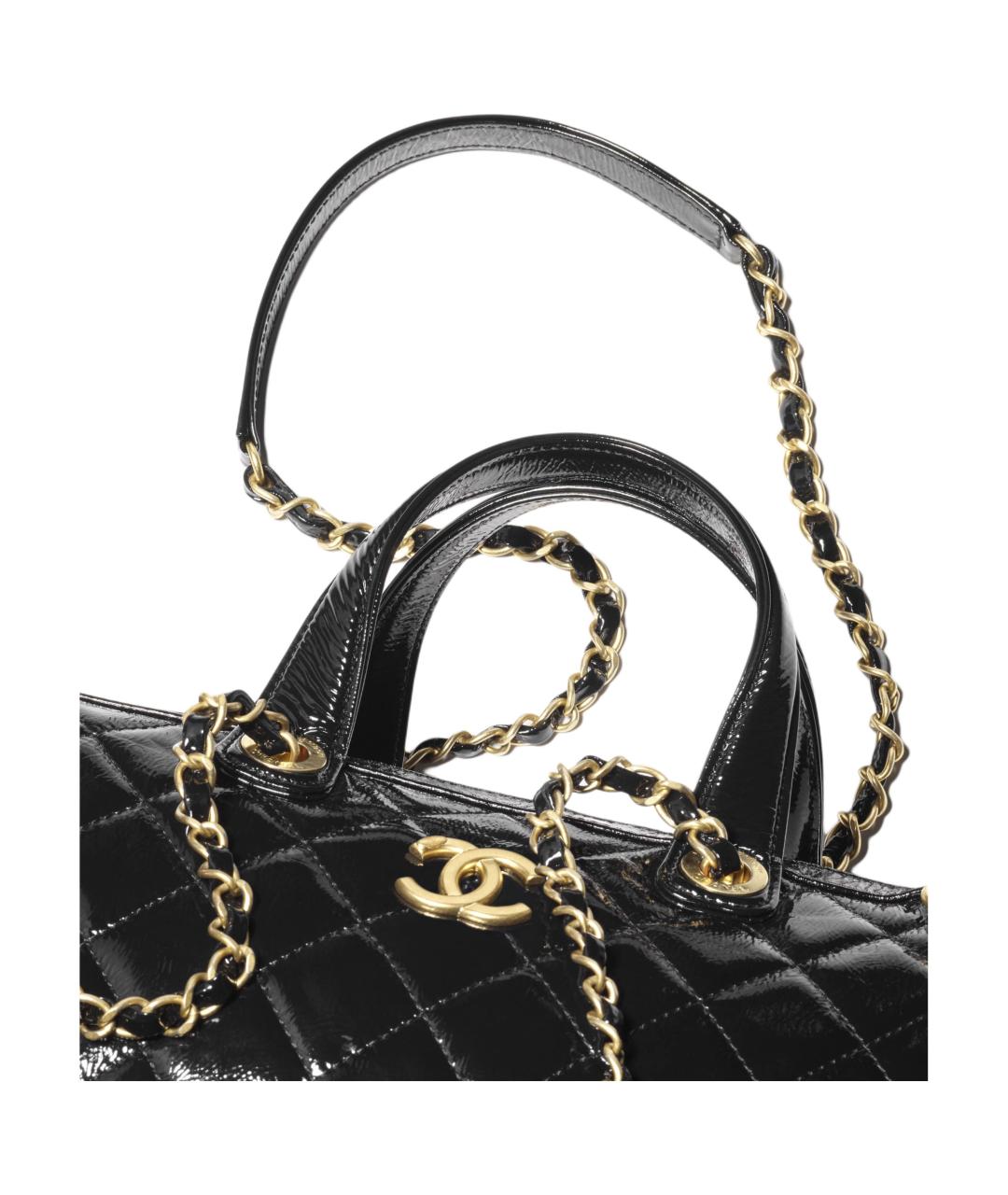 CHANEL Черная сумка через плечо из лакированной кожи, фото 3
