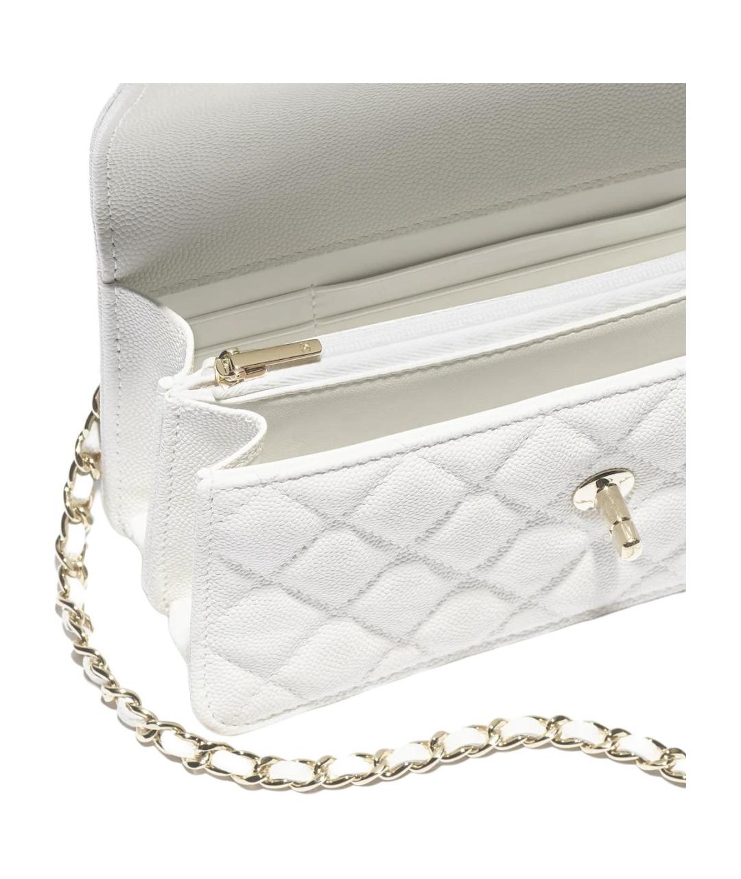 CHANEL Белая кожаная сумка через плечо, фото 4
