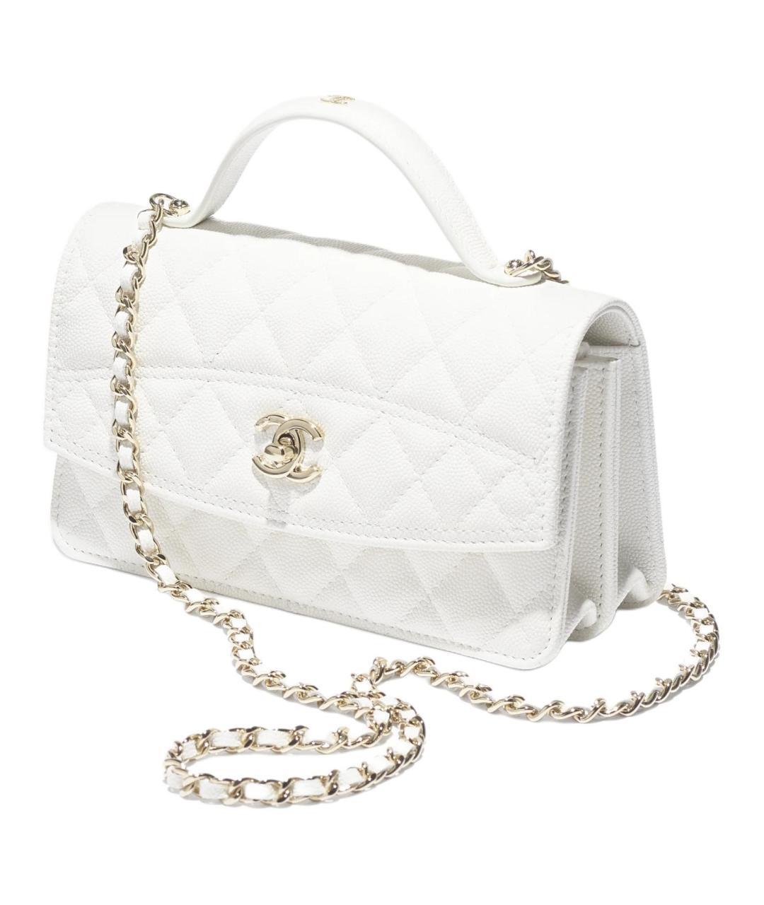 CHANEL Белая кожаная сумка через плечо, фото 2