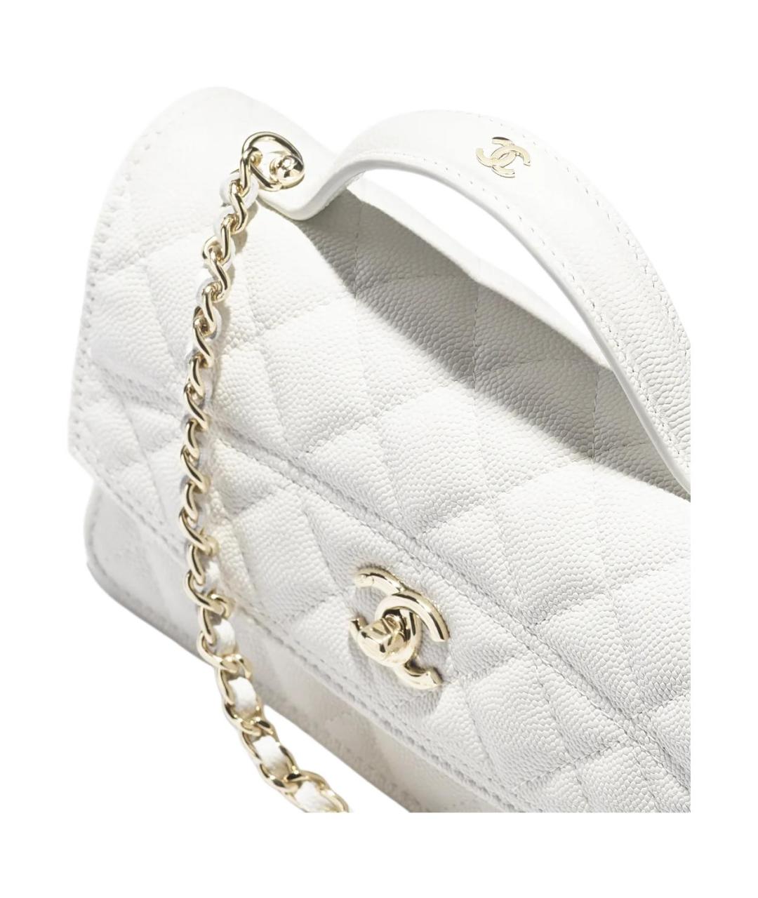 CHANEL Белая кожаная сумка через плечо, фото 3