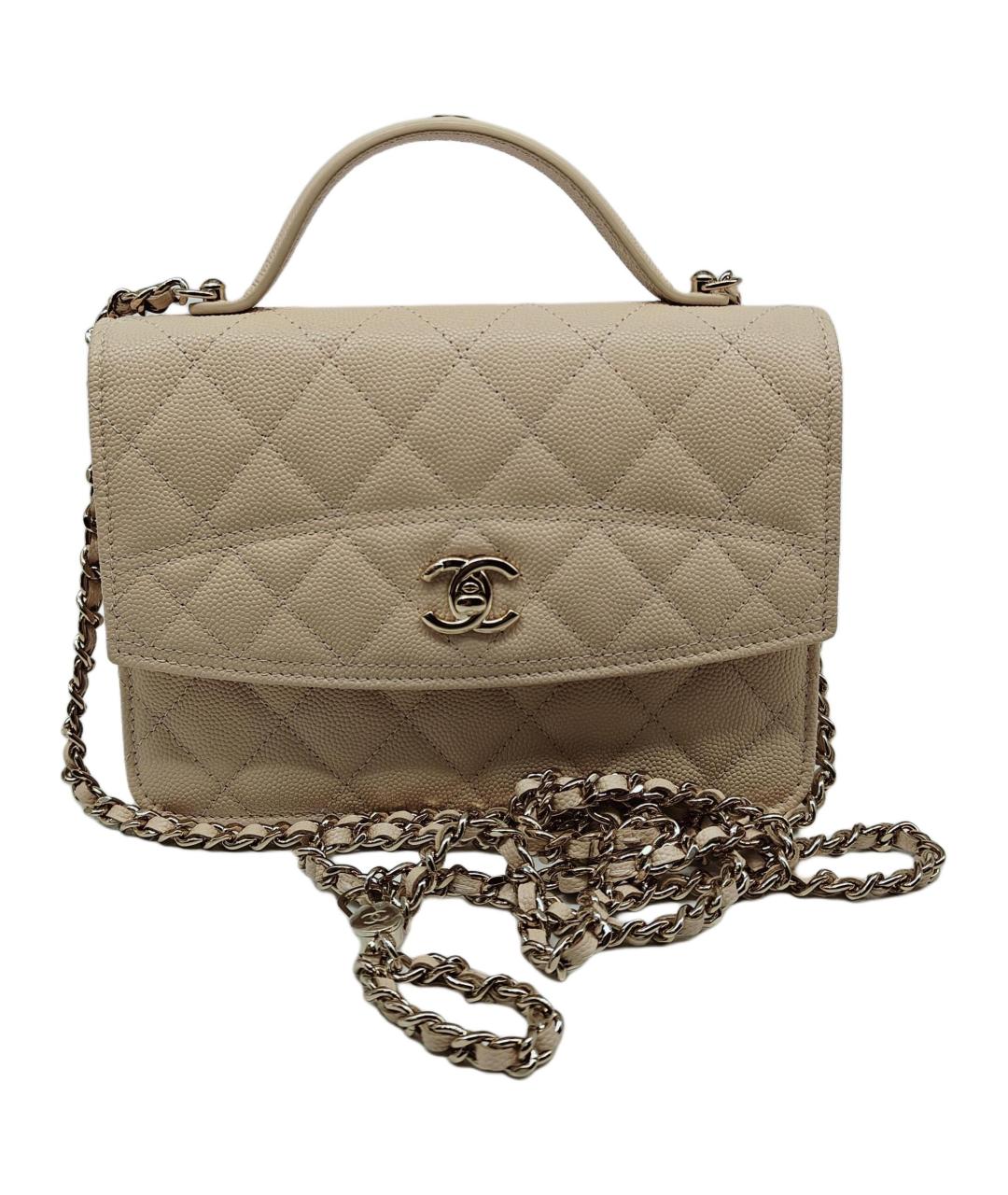CHANEL Бежевая кожаная сумка через плечо, фото 1