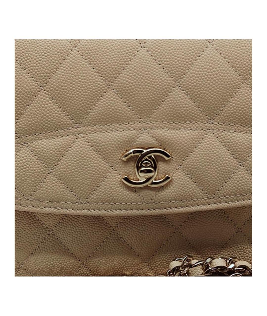 CHANEL Бежевая кожаная сумка через плечо, фото 2