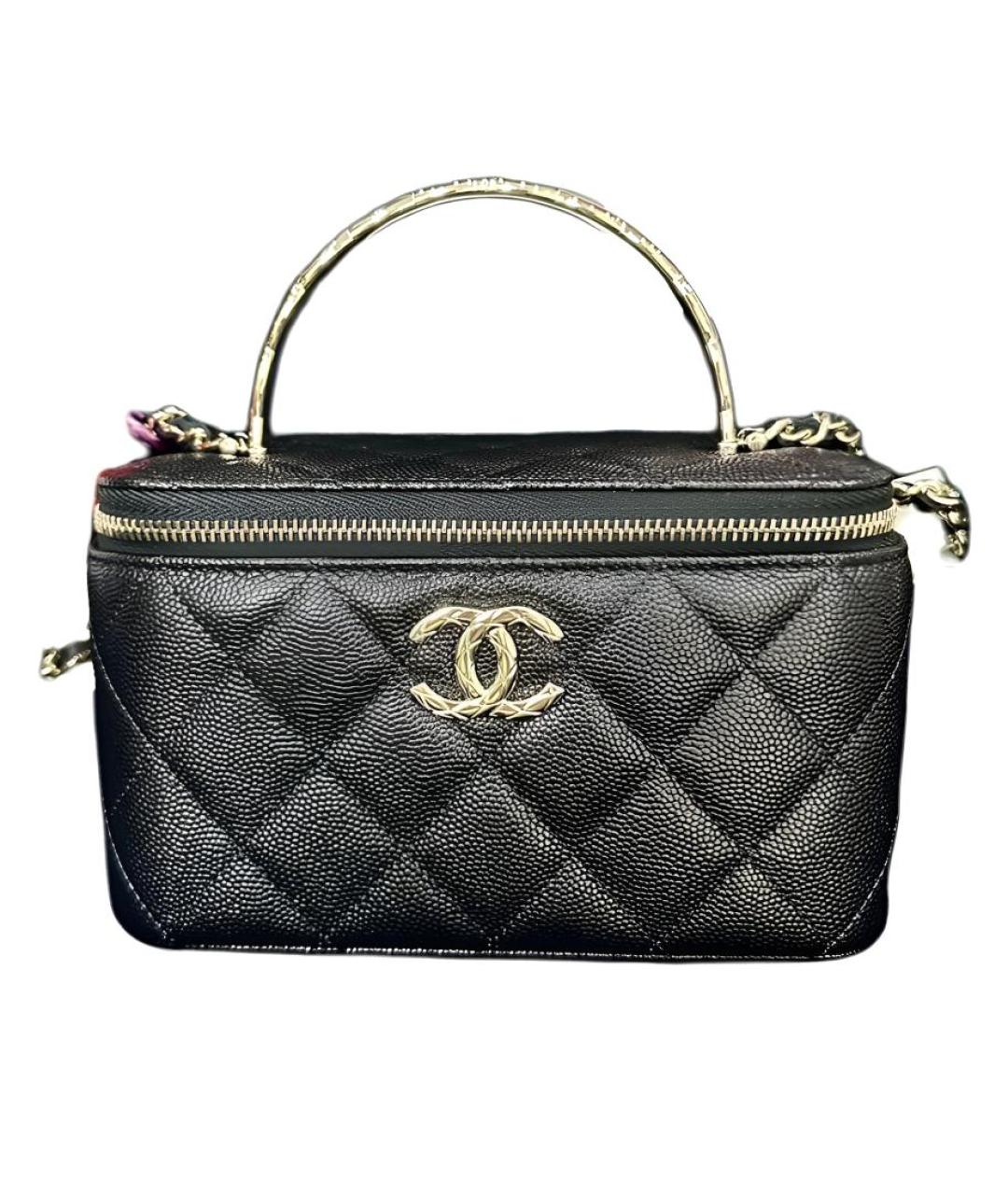 CHANEL Черная кожаная сумка с короткими ручками, фото 1