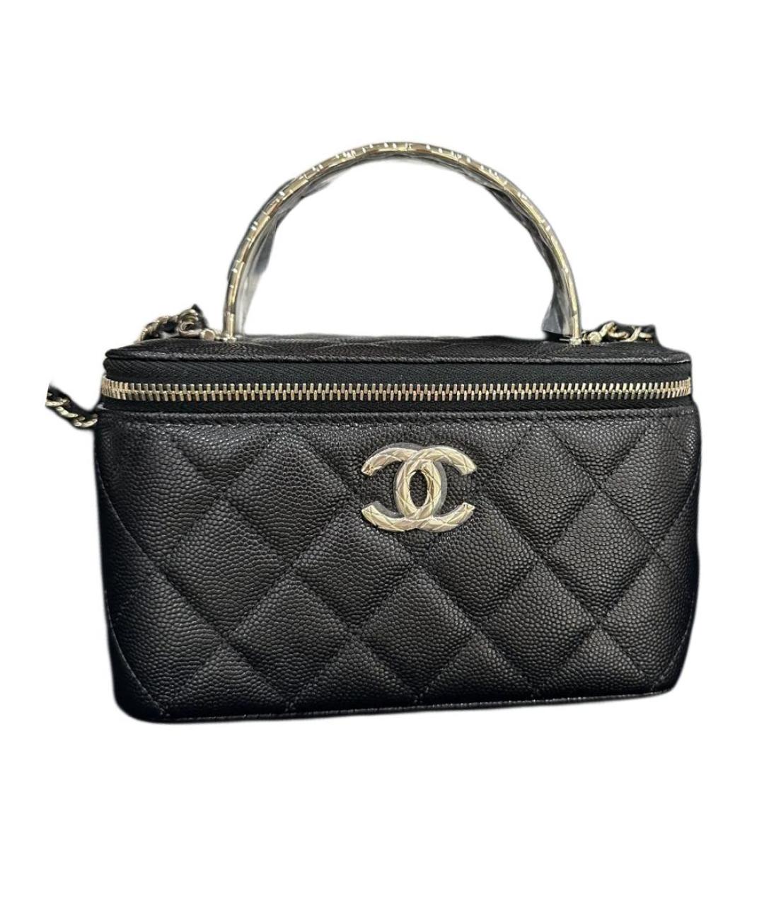 CHANEL Черная кожаная сумка с короткими ручками, фото 2