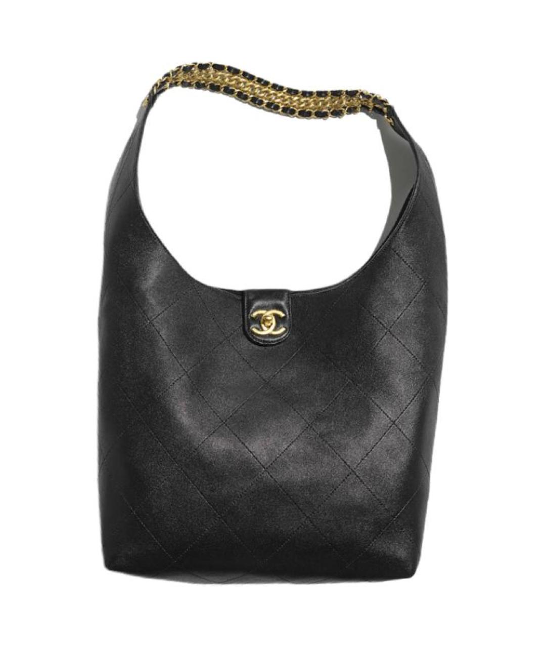 CHANEL Черная кожаная сумка с короткими ручками, фото 1