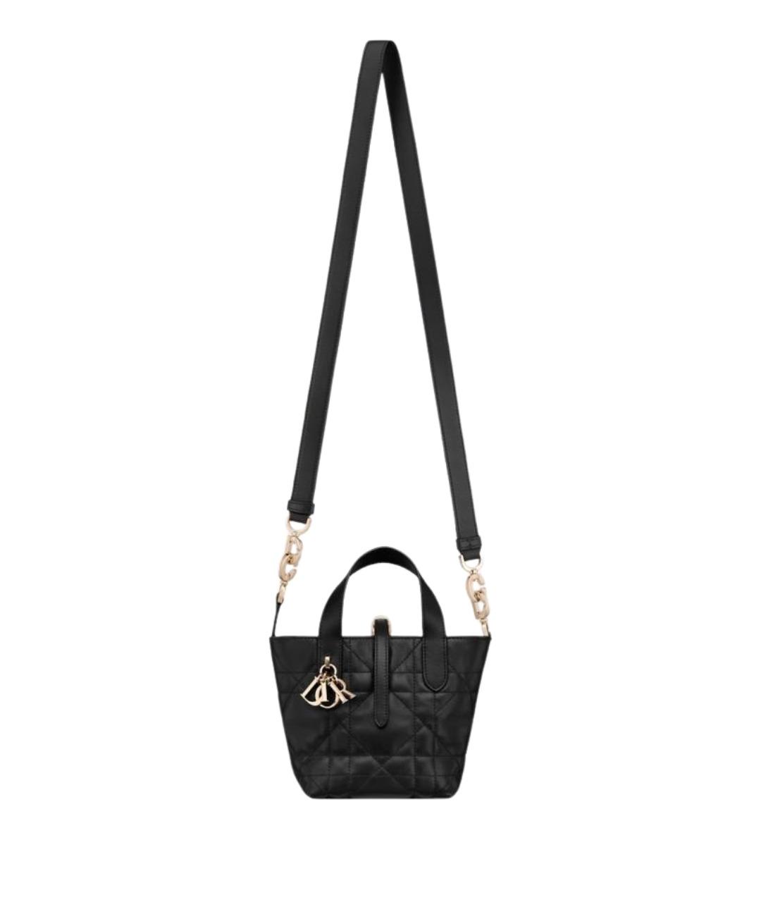 CHRISTIAN DIOR Черная кожаная сумка тоут, фото 4