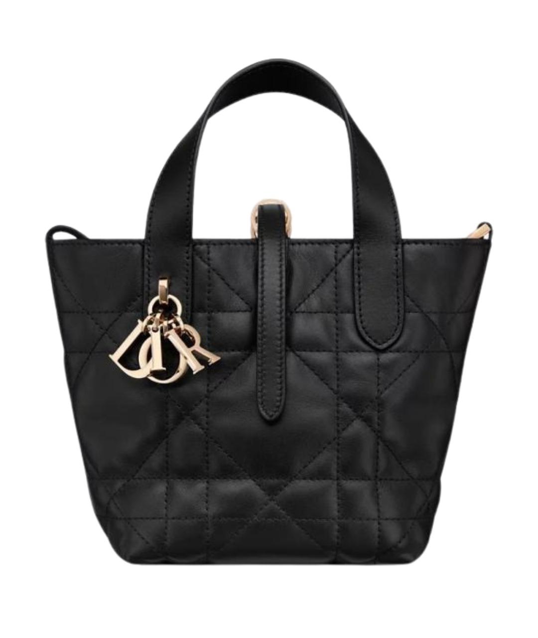 CHRISTIAN DIOR Черная кожаная сумка тоут, фото 2