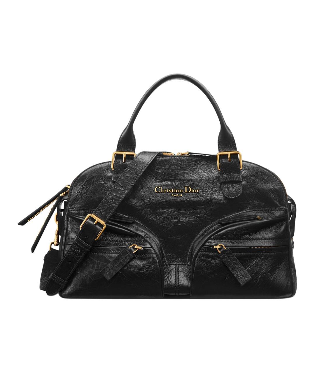 CHRISTIAN DIOR Черная кожаная сумка через плечо, фото 1