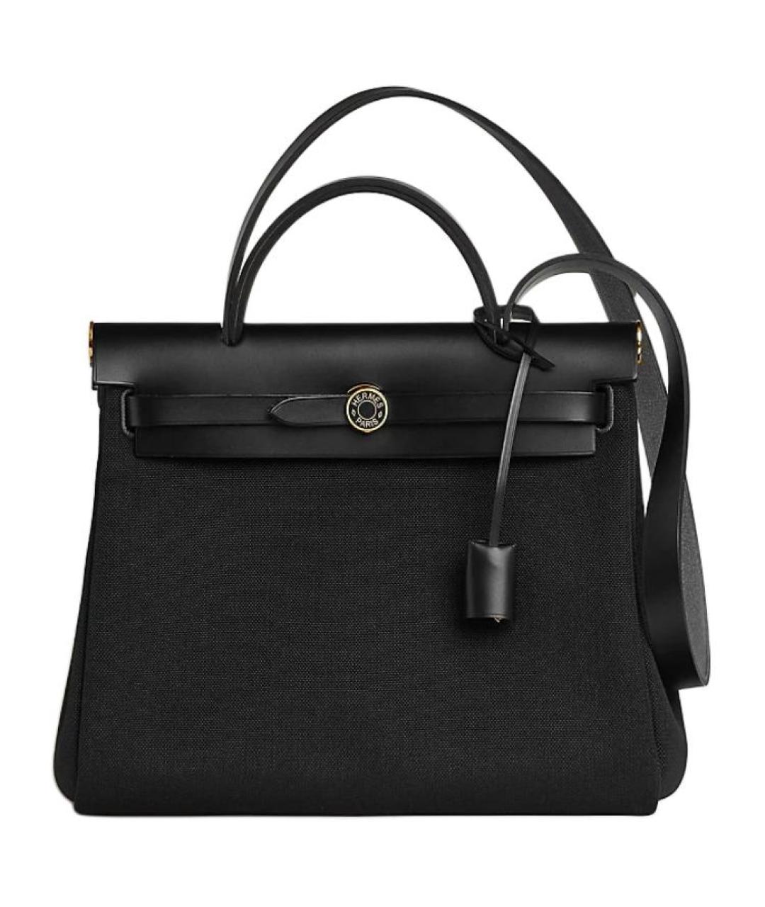 HERMES Черная кожаная сумка с короткими ручками, фото 1