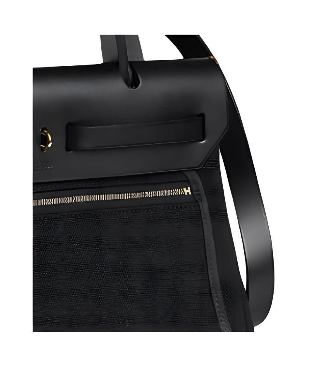 HERMES Черная кожаная сумка с короткими ручками, фото 4