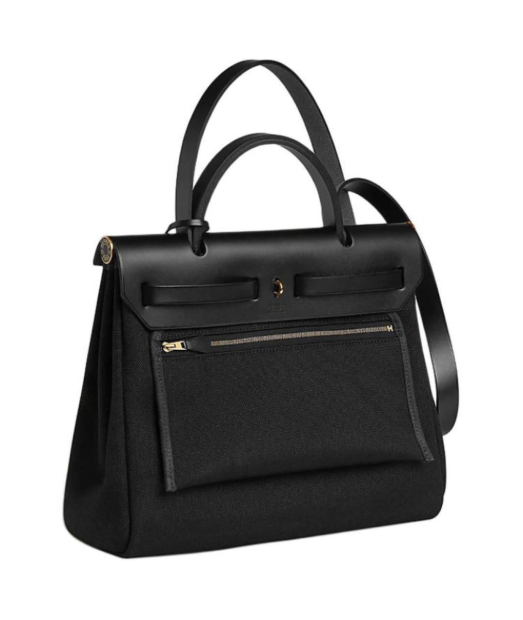 HERMES Черная кожаная сумка с короткими ручками, фото 2