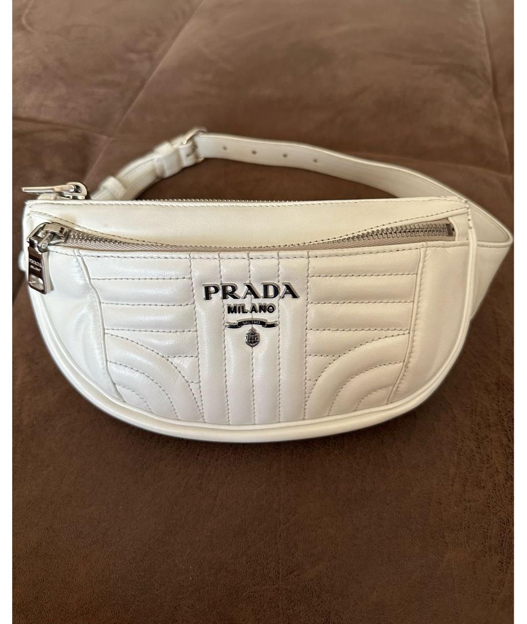 PRADA Белая кожаная поясная сумка, фото 9