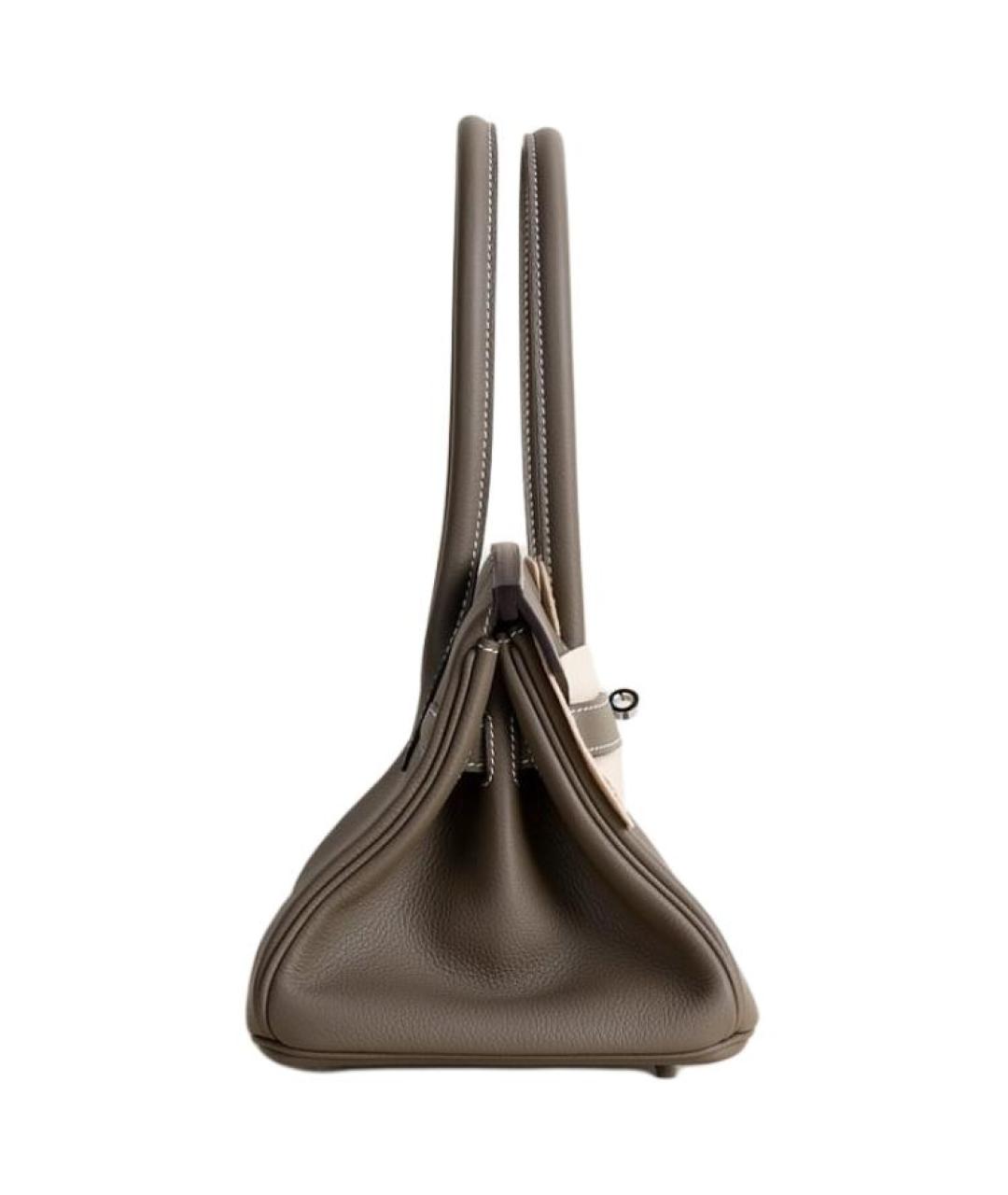 HERMES Серая кожаная сумка с короткими ручками, фото 3