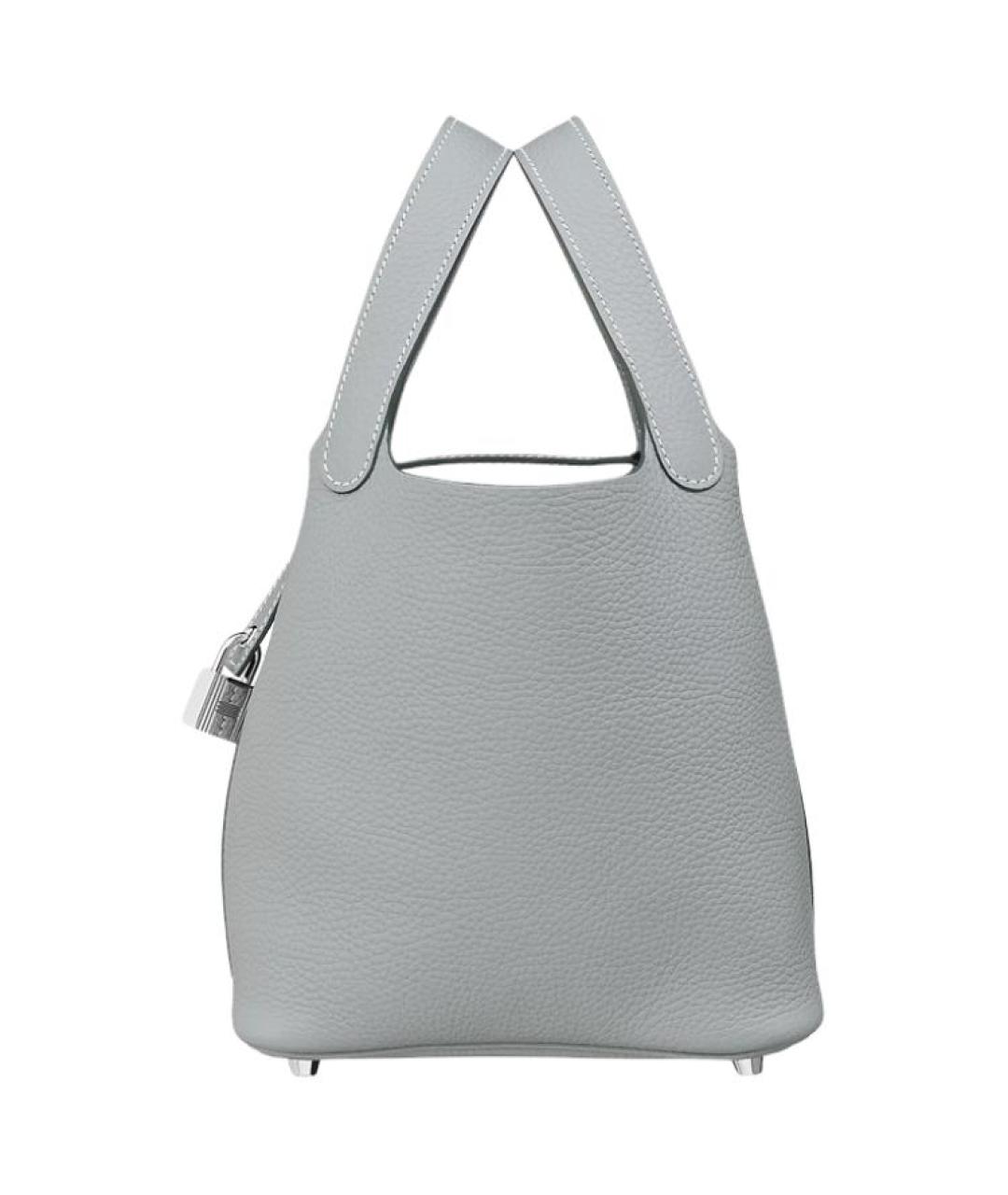 HERMES Серая кожаная сумка с короткими ручками, фото 2