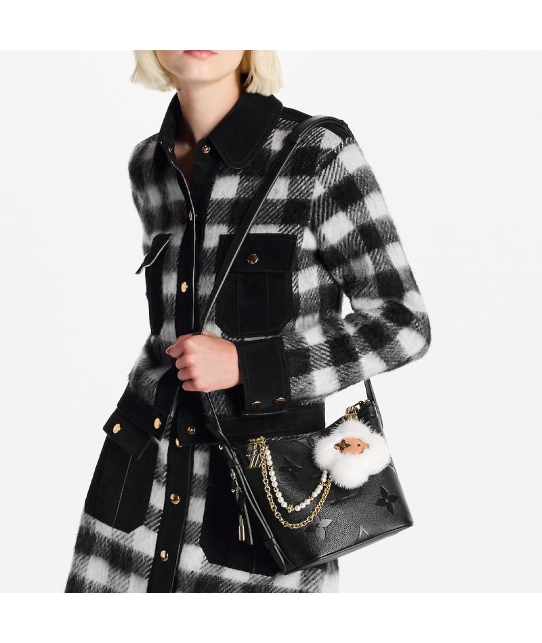 LOUIS VUITTON Черная кожаная сумка с короткими ручками, фото 8
