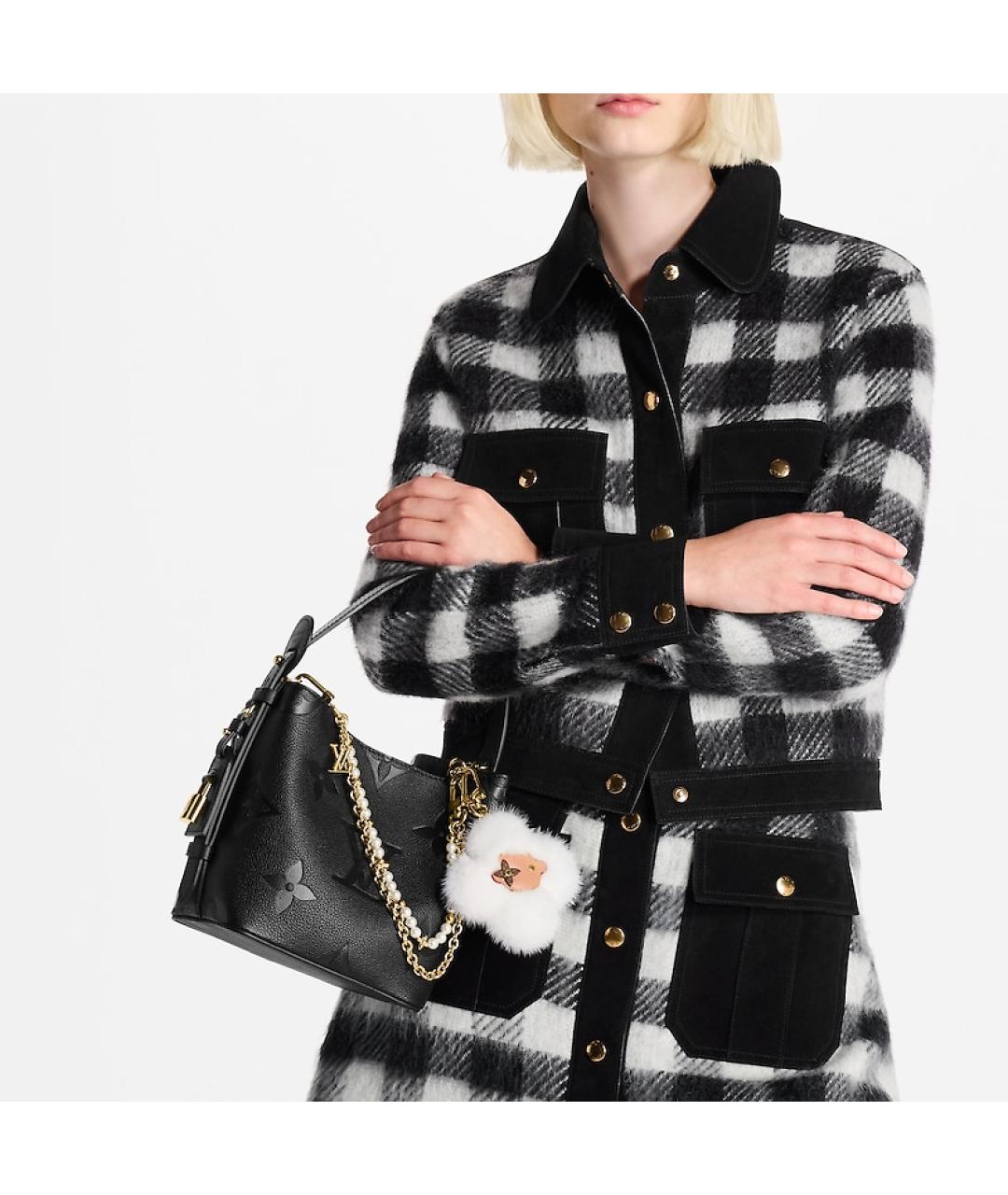 LOUIS VUITTON Черная кожаная сумка с короткими ручками, фото 7