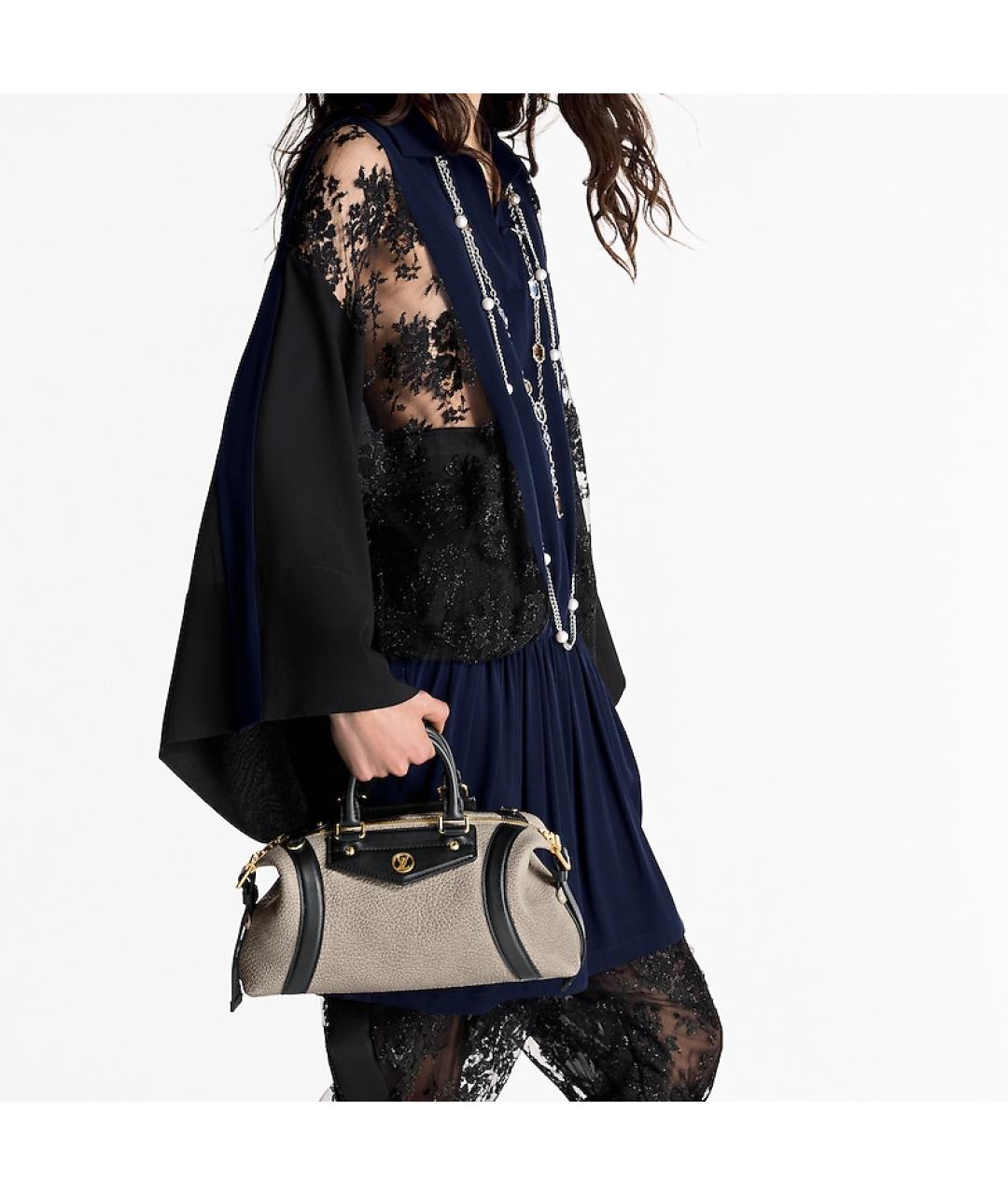 LOUIS VUITTON Бежевая кожаная сумка с короткими ручками, фото 7