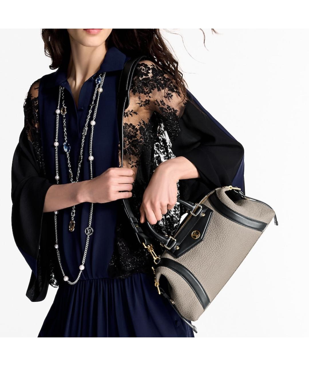 LOUIS VUITTON Бежевая кожаная сумка с короткими ручками, фото 6